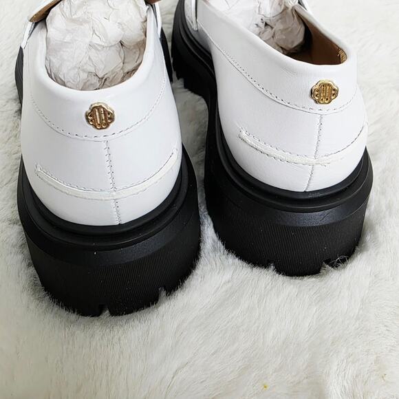 Maje White Leather Chunky Platform Lug Sole Loafers Clover Detail EU 38 / US 7.5 - Picture 7 of 14